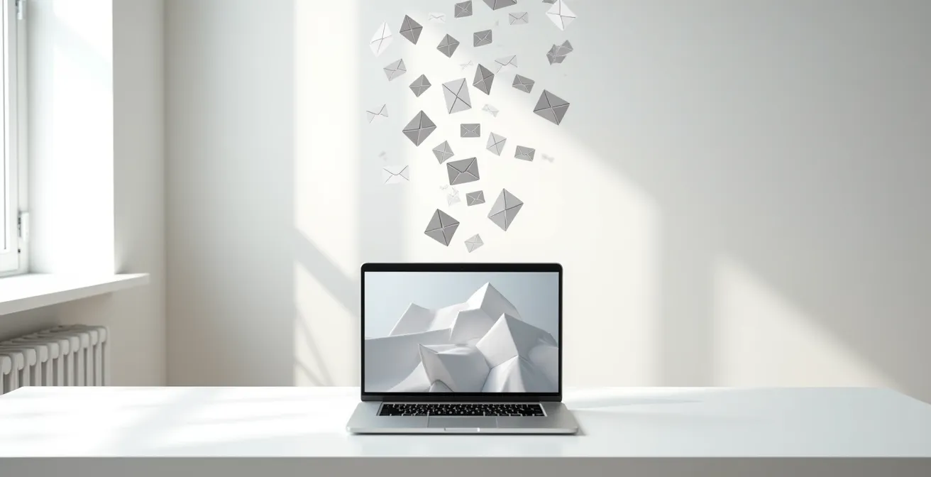 Axe Environnemental & Minimaliste : Bureau moderne épuré avec envoi électronique groupé